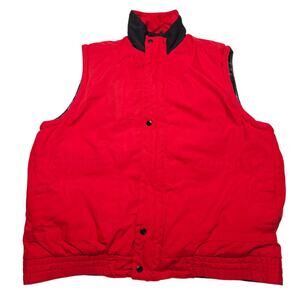 Vintage Flannel Lined Puffer Vest Men's XL Full Zip Jacket 90's White Fish Bay